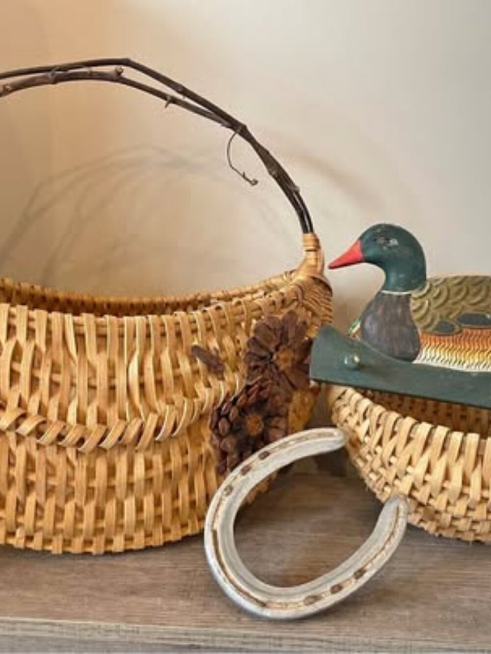 Cottage Chic Decor Baskets & Wall Hangings Vintage Lot